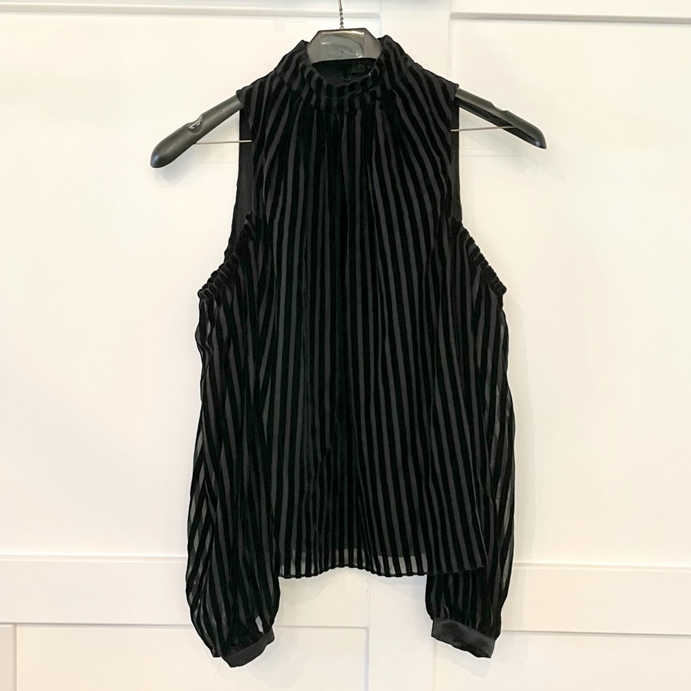 Intermix Velvet Burnout Cold-Shoulder Top